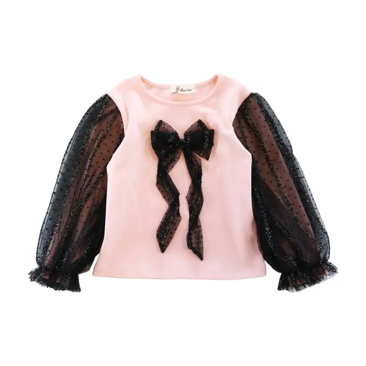 Peach and Black Bow Tee